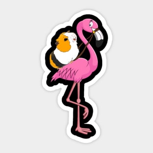 Guinea Pig Rider Flamingo Funny Sticker